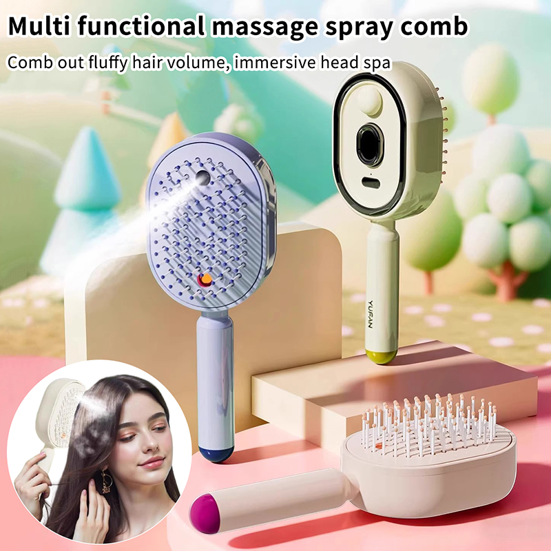 Hair Care Gift - Multifunctionele massagekam, elektrische spray-luchtkussen hoofdmassageborstel, zelfreinigende