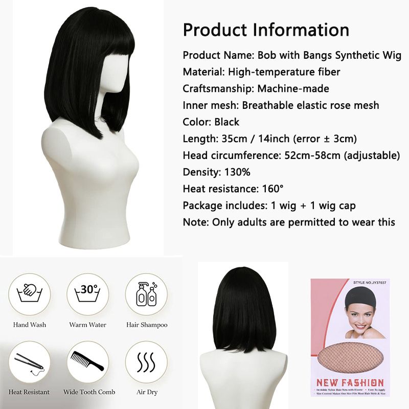 Natuurlijk zwart bob pruik met - Hair Care High End recensie en prijs