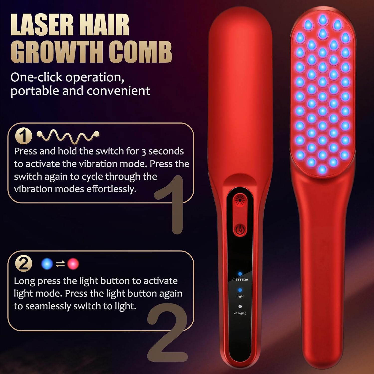 Laser Haar Groei Kam, Rood Lic - Hair Care Vegan recensie en prijs